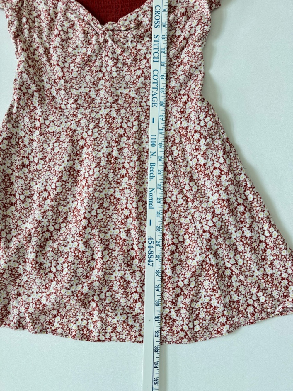 Abercrombie & Fitch Floral Mini Dress Smocked Back Fit & Flare Red Size M - Picture 6 of 7